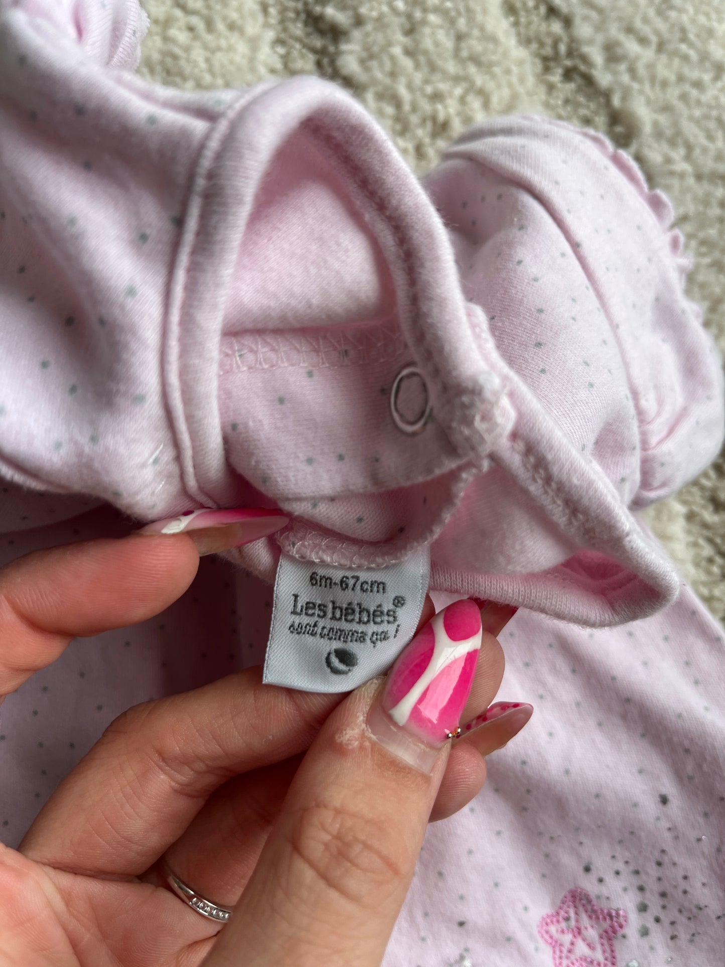 Robe en jersey à manches courtes rose pale « mimichat doudou » - 6 mois