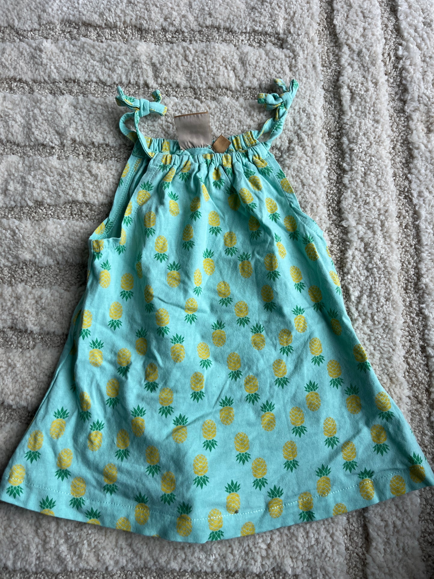 Robe à bretelles bleu motifs ananas - 6 mois