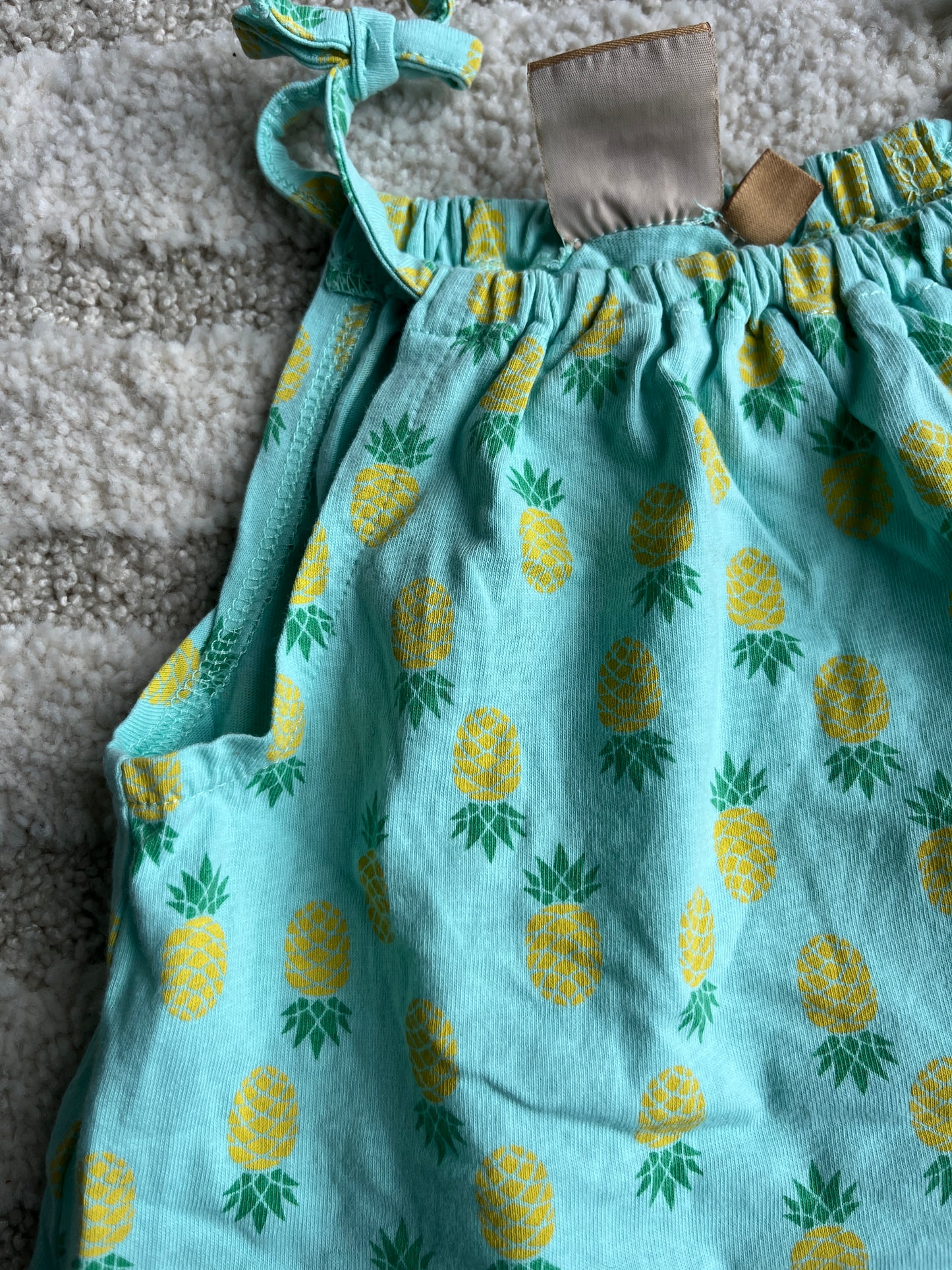 Robe à bretelles bleu motifs ananas - 6 mois