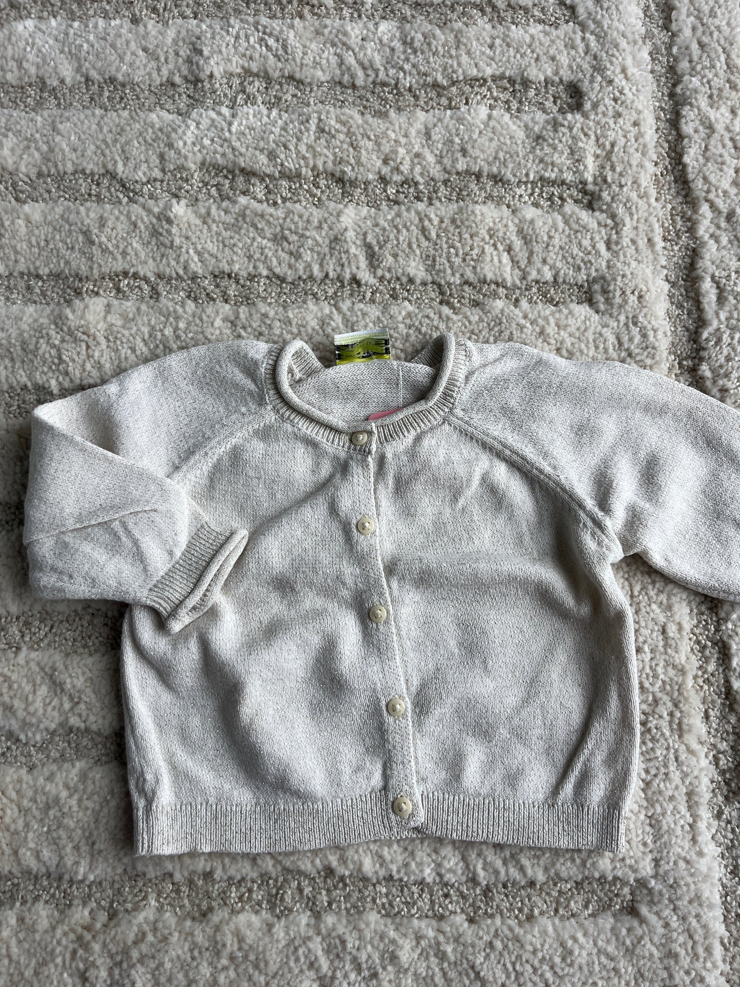 Cardigan beige à paillettes dorées TAO - 6 mois