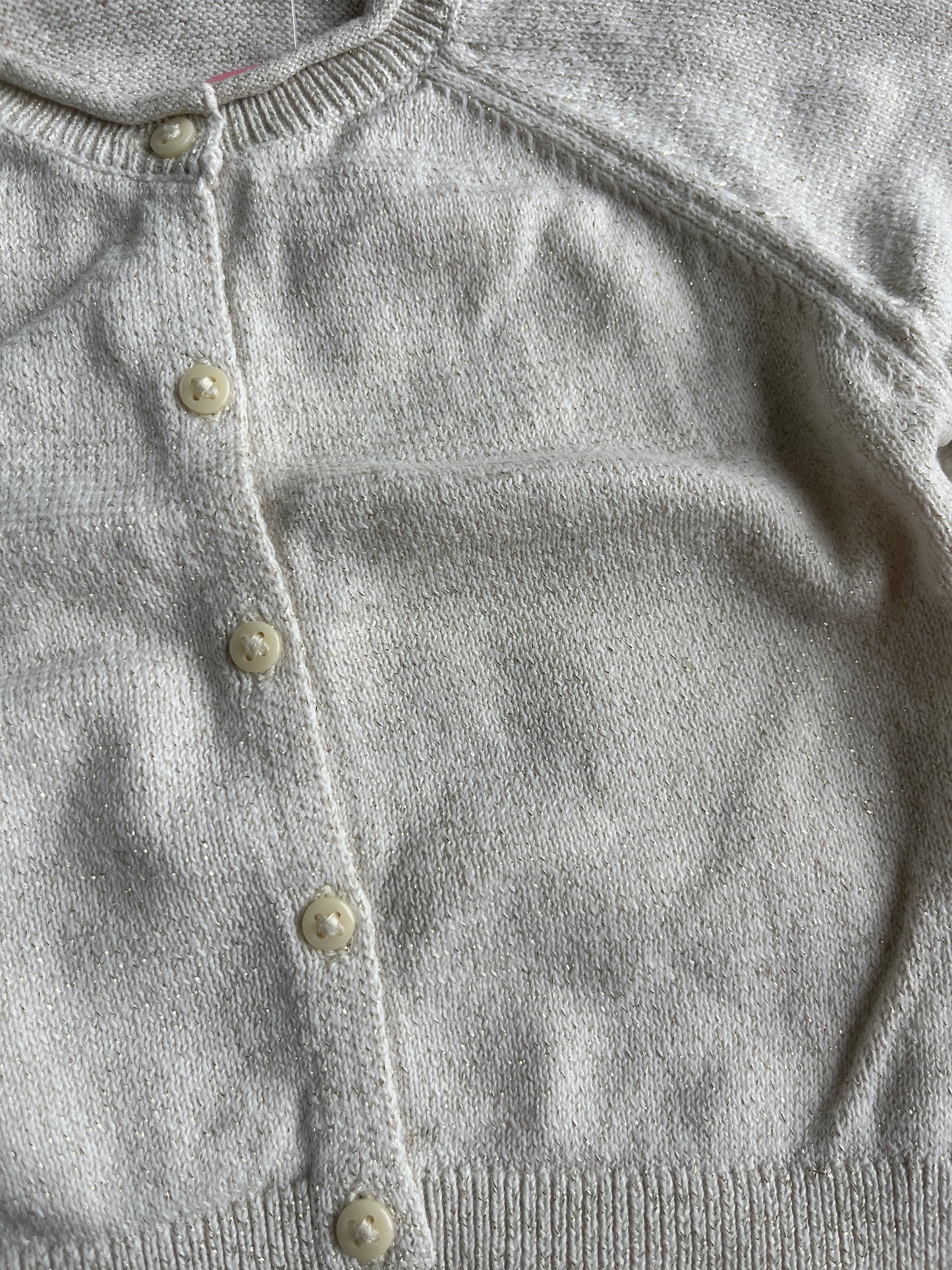 Cardigan beige à paillettes dorées TAO - 6 mois