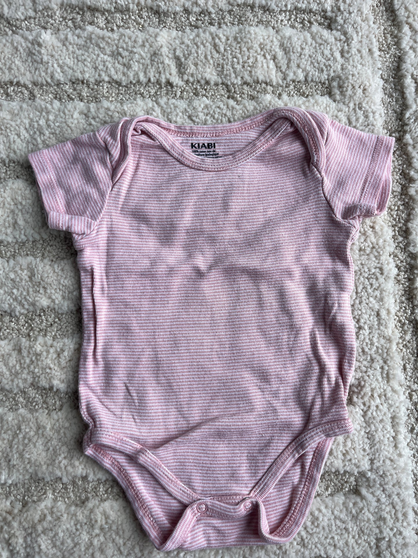 Body à manches courtes rayé rose Kiabi - 6 mois