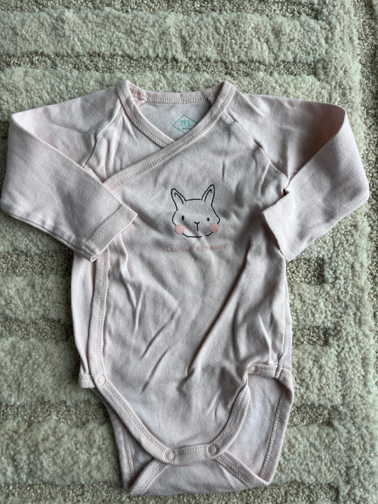 Body à manches longues rose pale tête lapin « Little dreamer » - 6 mois
