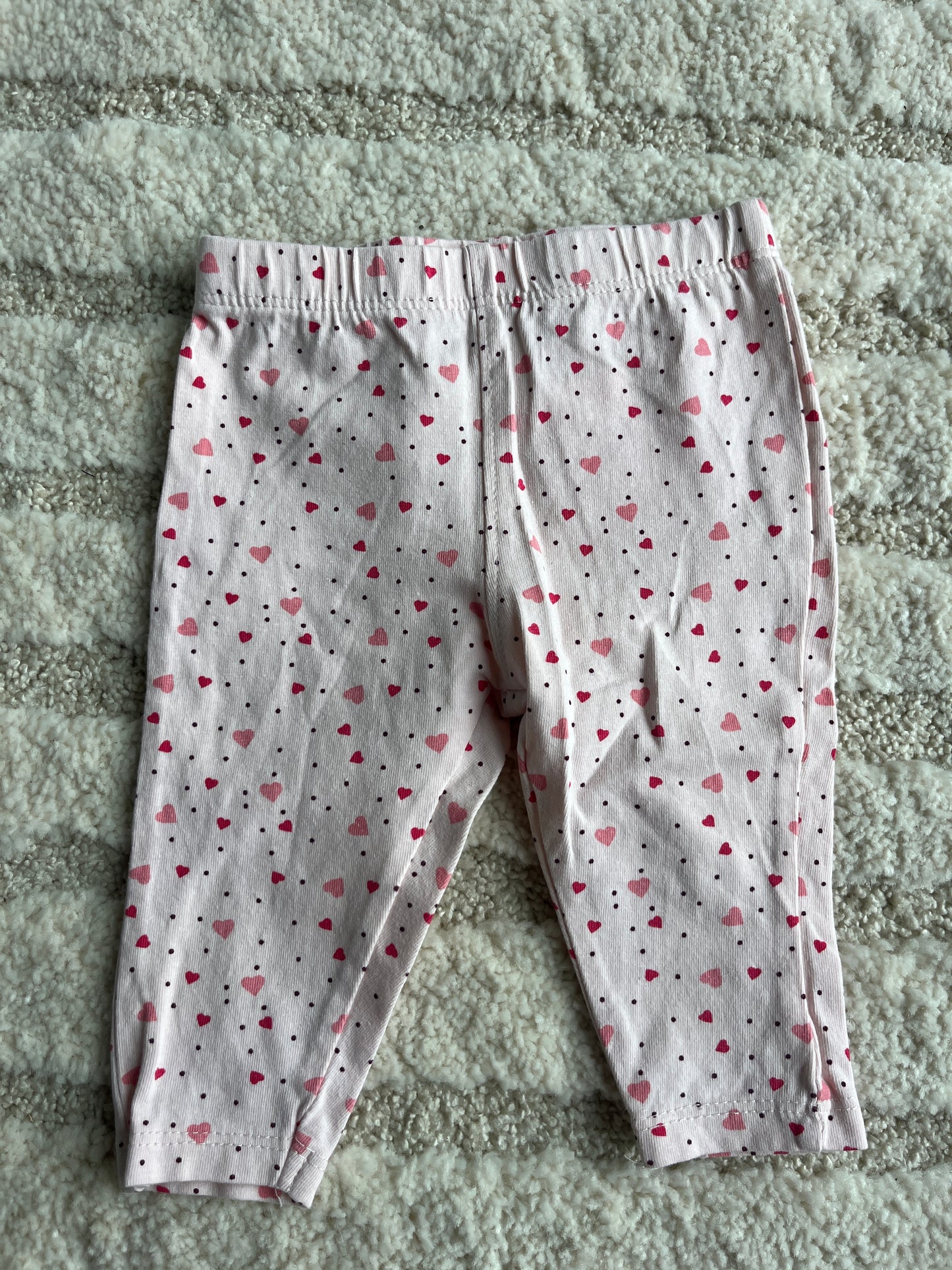 Legging en jersey rose pale motifs cœurs - 6 mois