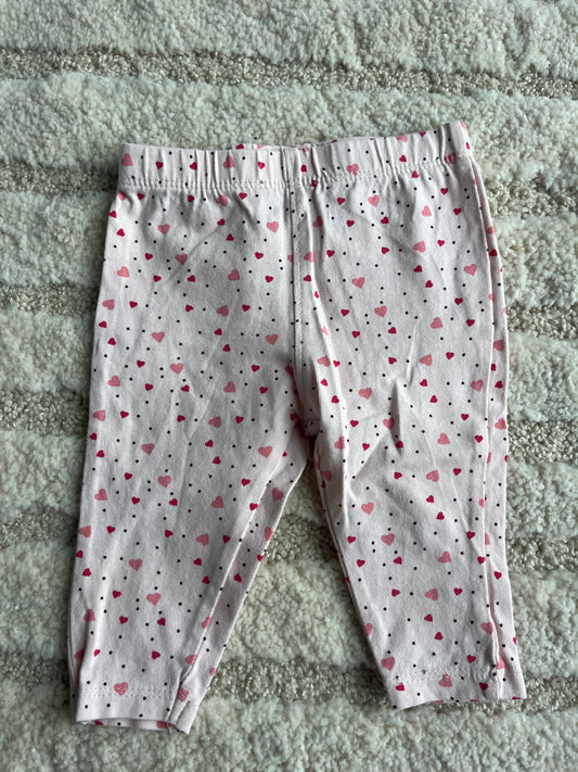 Legging en jersey rose pale motifs cœurs - 6 mois