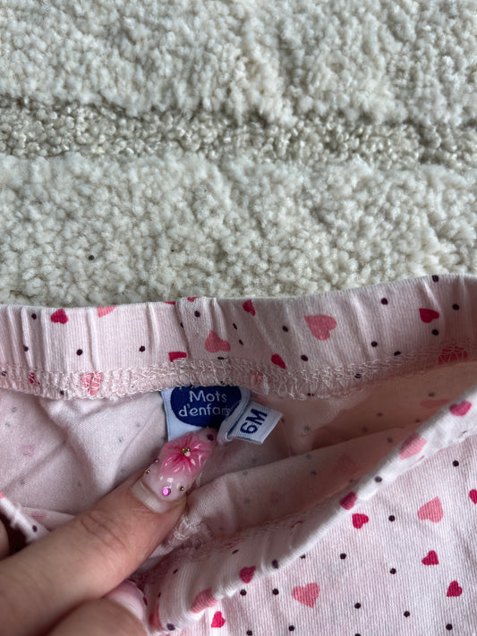 Legging en jersey rose pale motifs cœurs - 6 mois