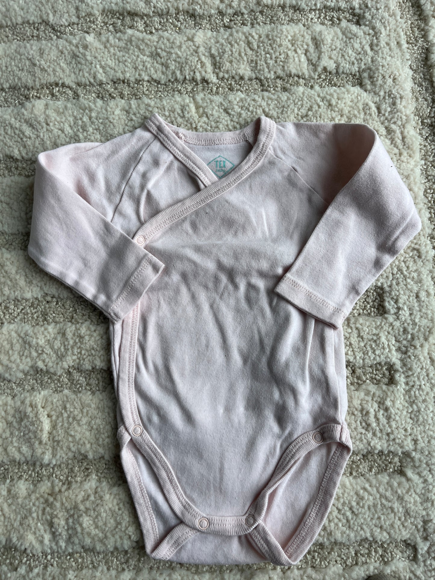 Body à manches longues rose pale asymétrique - 6 mois