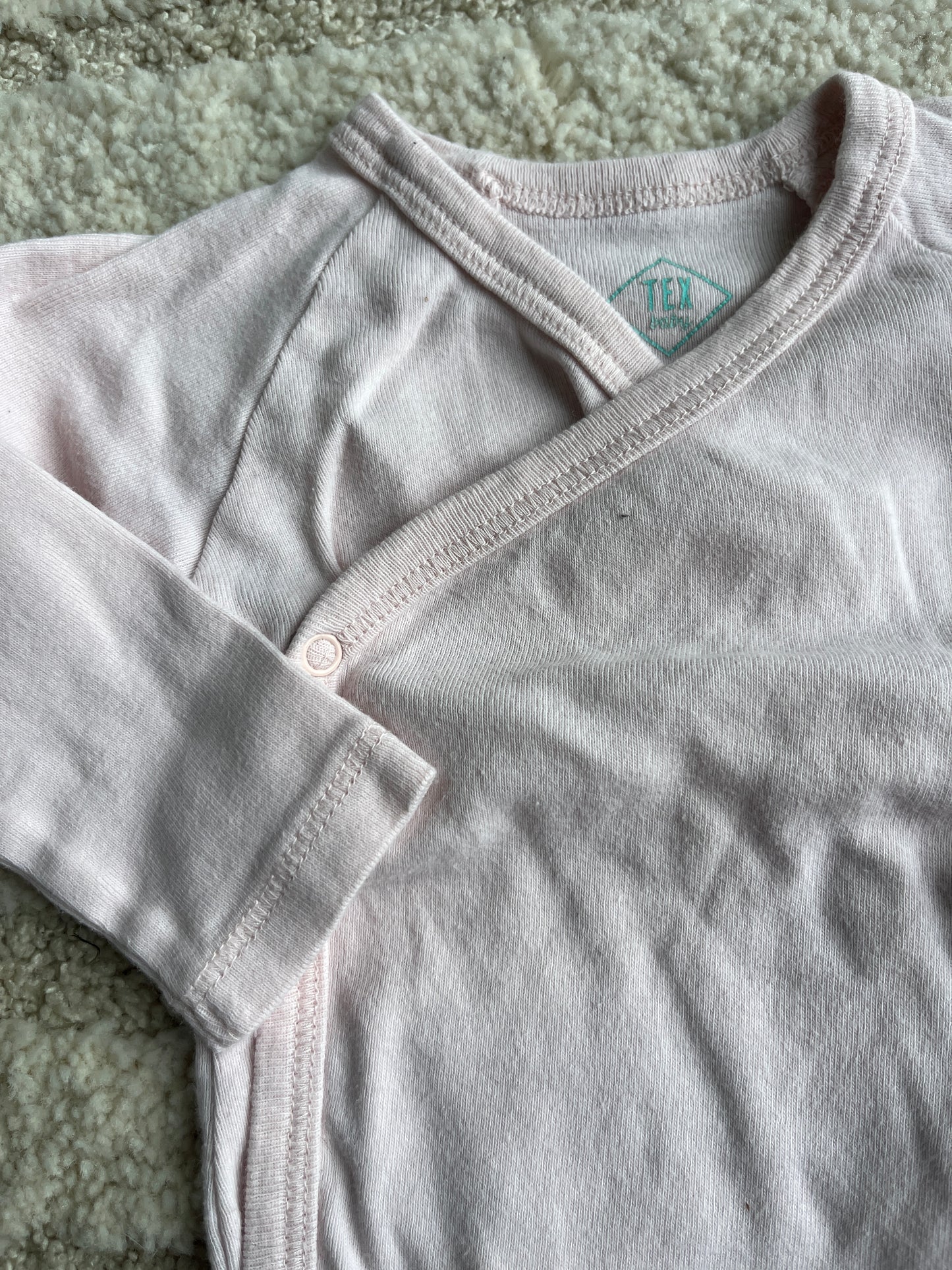 Body à manches longues rose pale asymétrique - 6 mois