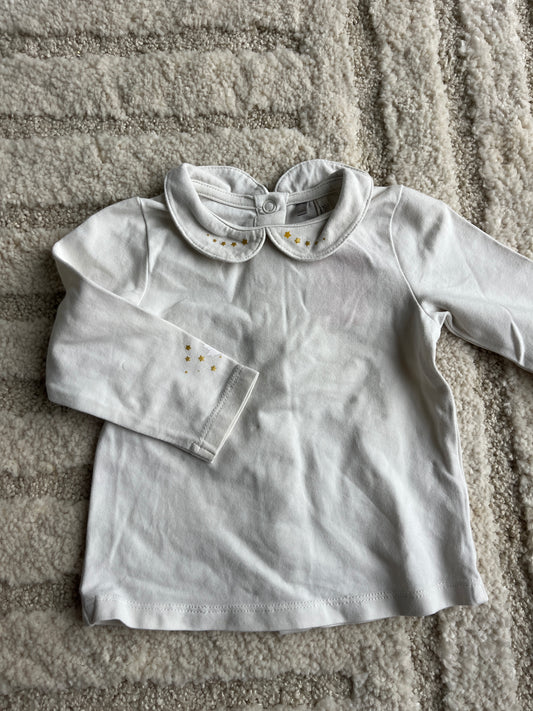 T-shirt à manches longues crème avec col Claudine motif cygne - 6 mois