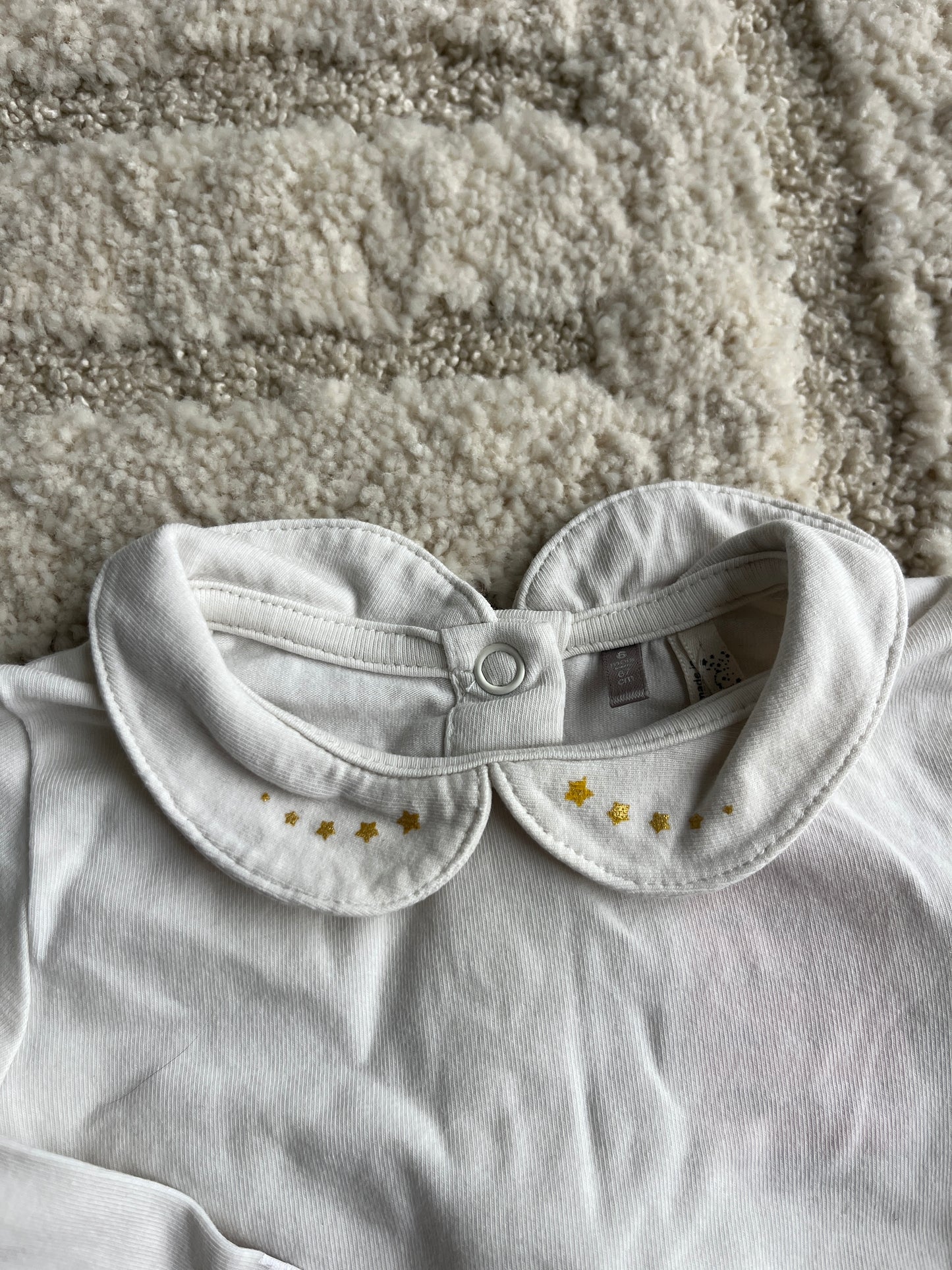 T-shirt à manches longues crème avec col Claudine motif cygne - 6 mois