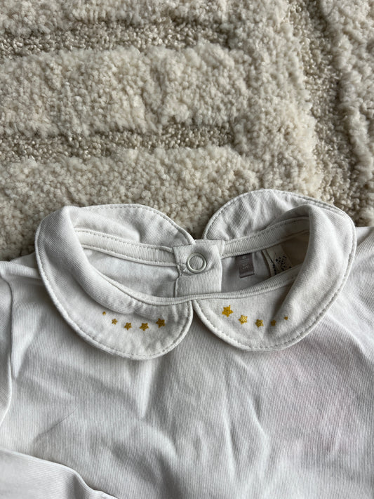 T-shirt à manches longues crème avec col Claudine motif cygne - 6 mois