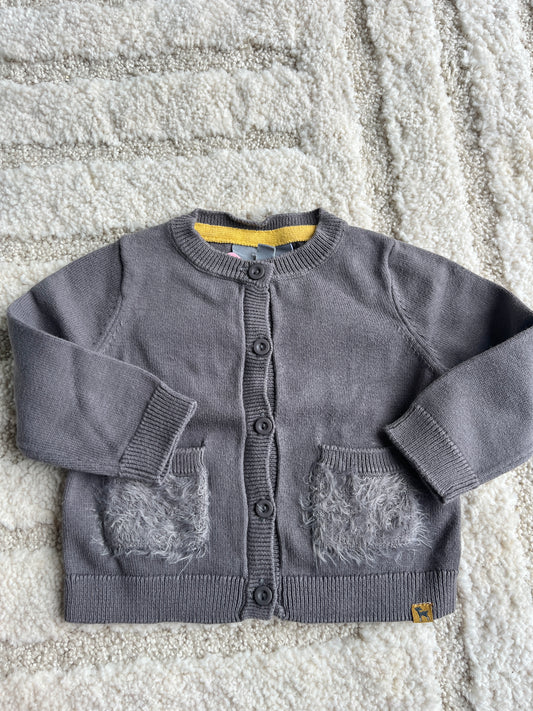 Cardigan à manches longues grises avec poches - 68 cm