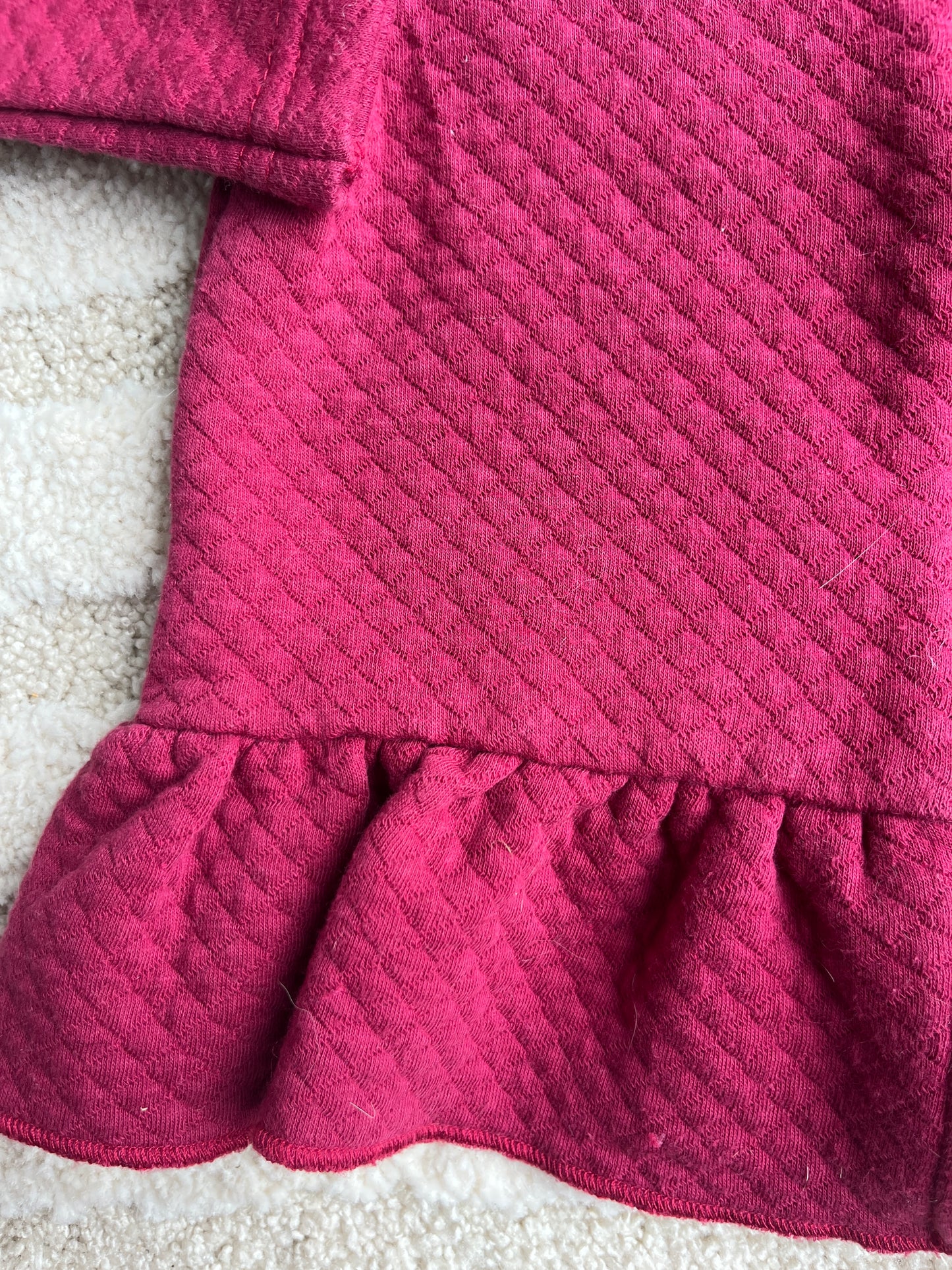 Gilet à manches longues fuschia à zip matelassée - 6/12 mois
