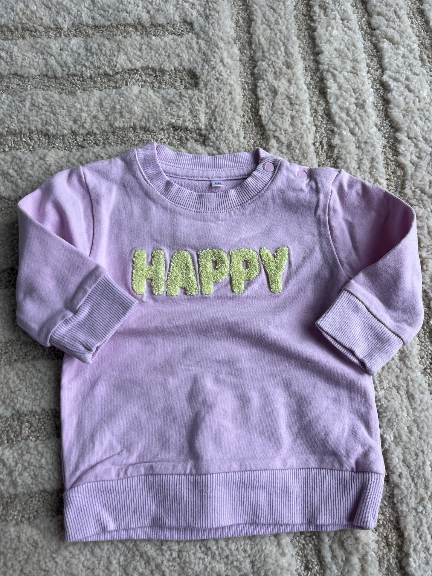 Sweat à manches longues roses « Happy » - 68 cm