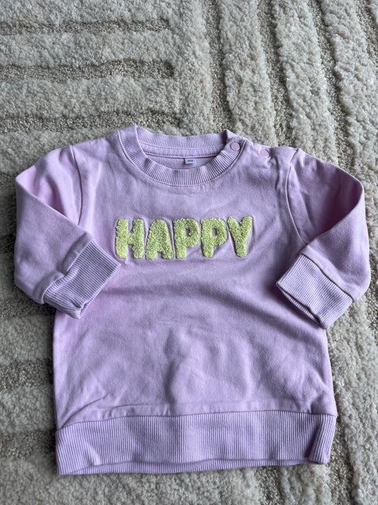 Sweat à manches longues roses « Happy » - 68 cm