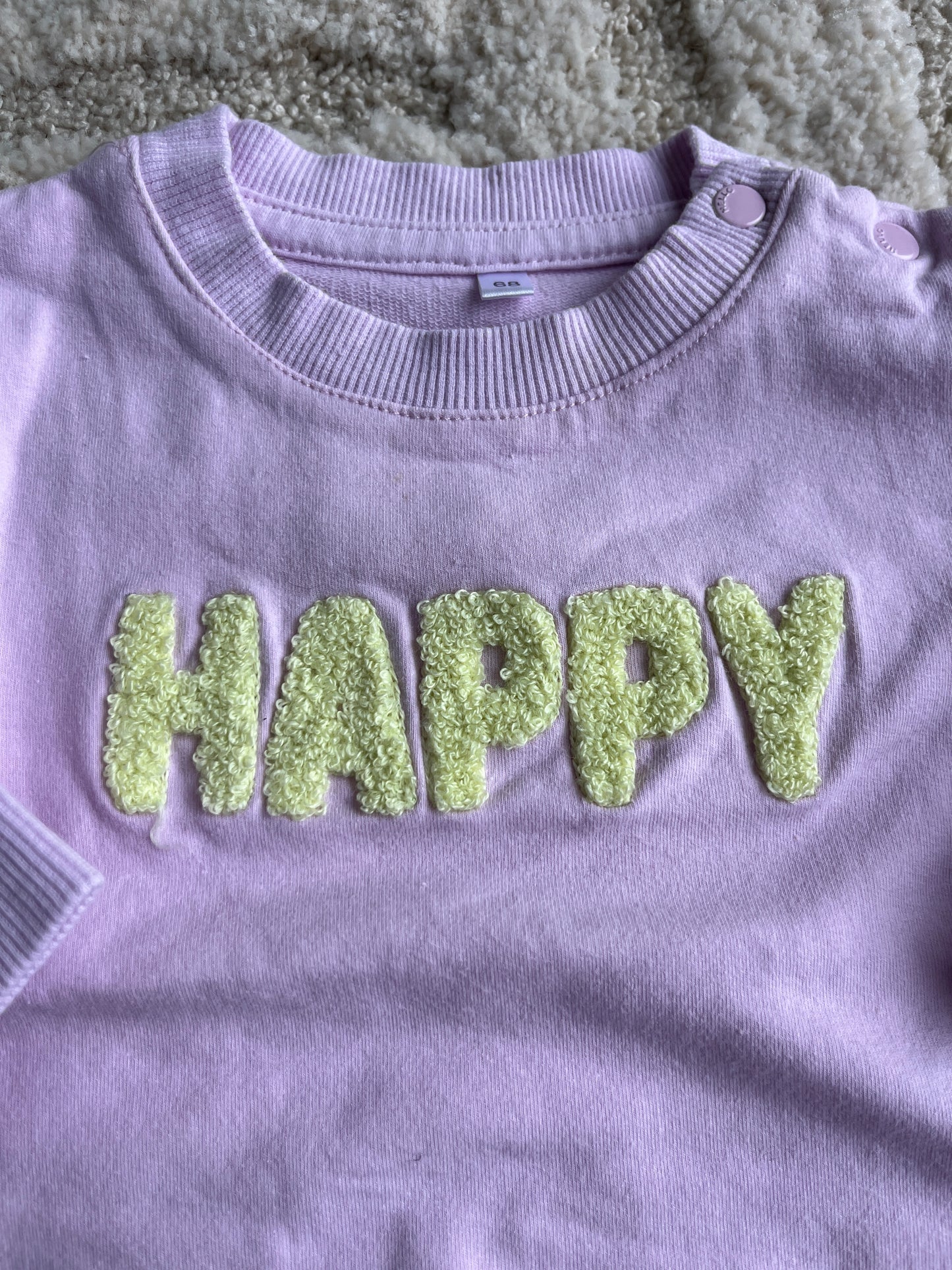 Sweat à manches longues roses « Happy » - 68 cm