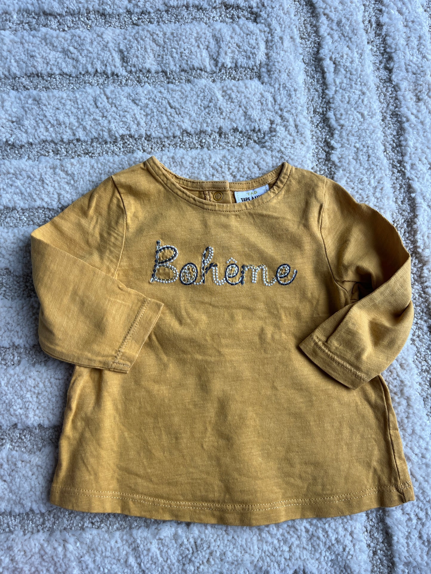 T-shirt à manches longues moutarde « bohème » TAO - 6 mois