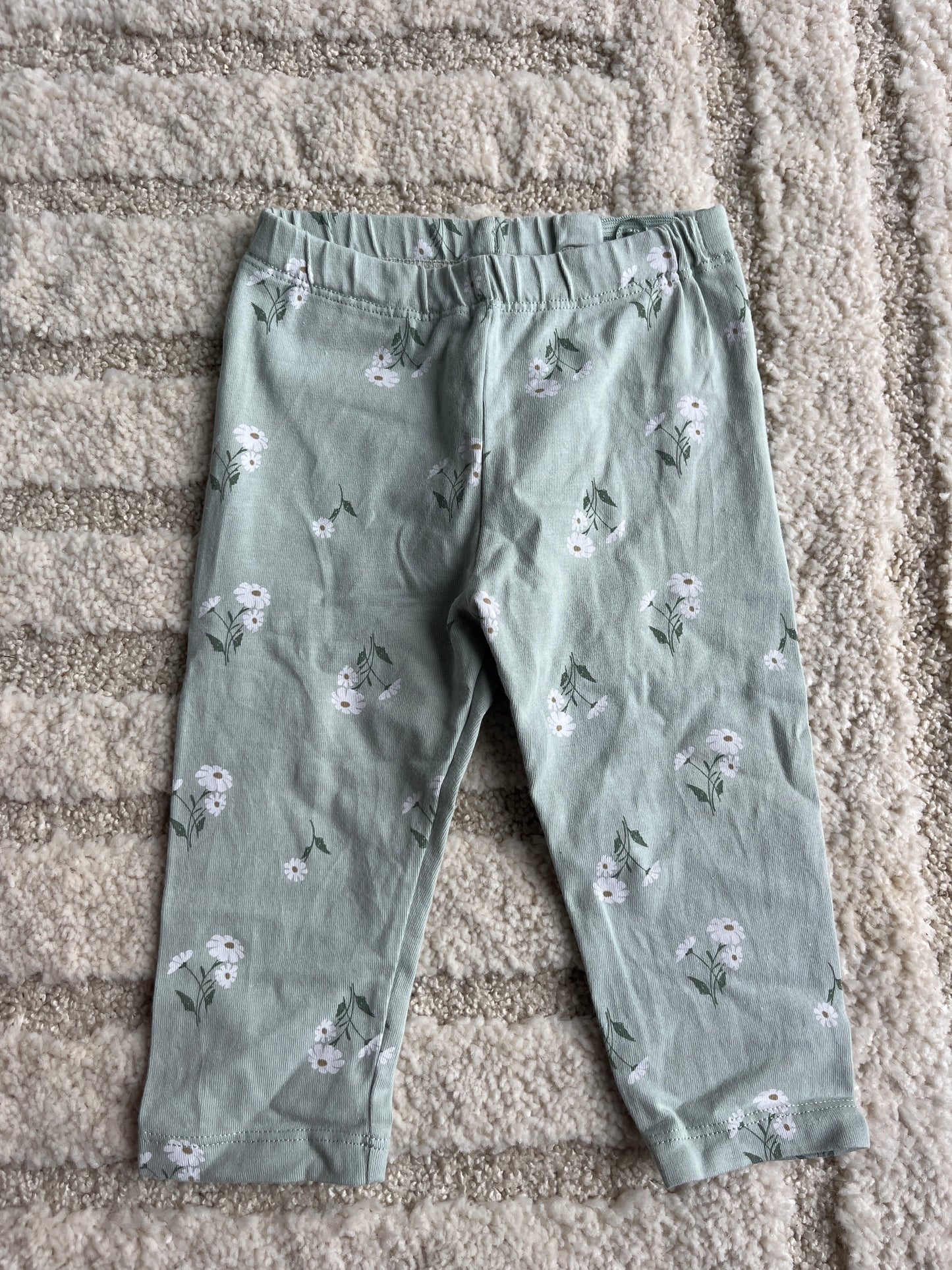 Legging vert sauge motifs fleurs blanches H&M - 74 cm