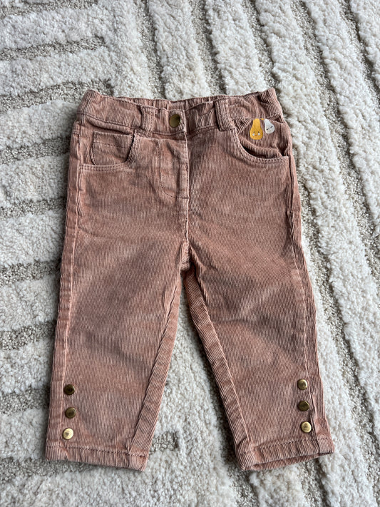 Pantalon taupe velours côtelé motifs poires - 9 mois