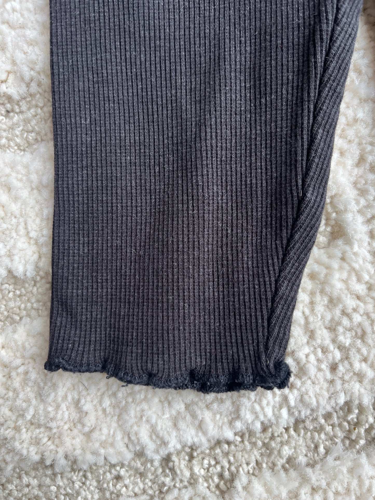 Legging noir côtelé avec ourlets lettuce - 9 mois