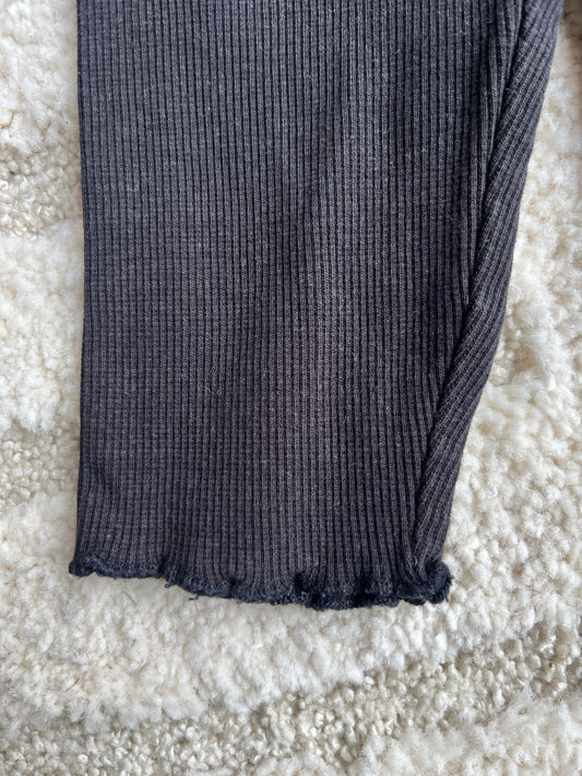 Legging noir côtelé avec ourlets lettuce - 9 mois