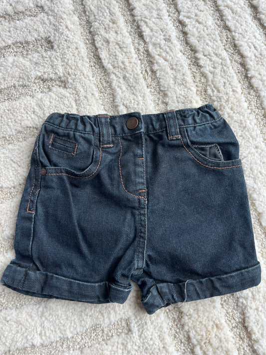 Short en jean bleu foncé avec ourlets - 9 mois