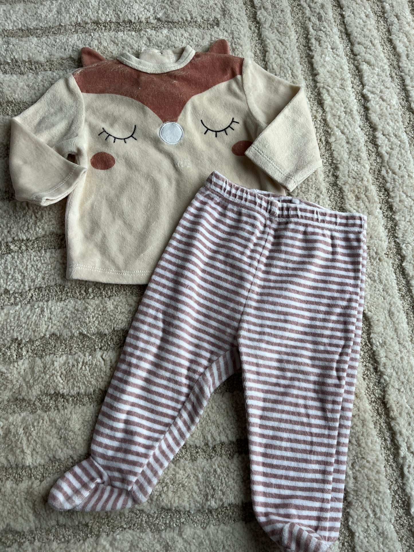 Pyjama velours 2 pièces tête de faon - 9 mois