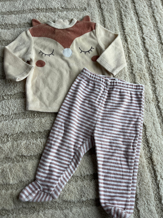 Pyjama velours 2 pièces tête de faon - 9 mois
