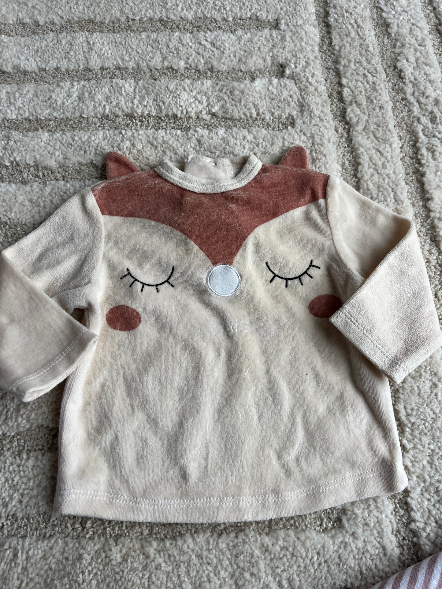 Pyjama velours 2 pièces tête de faon - 9 mois