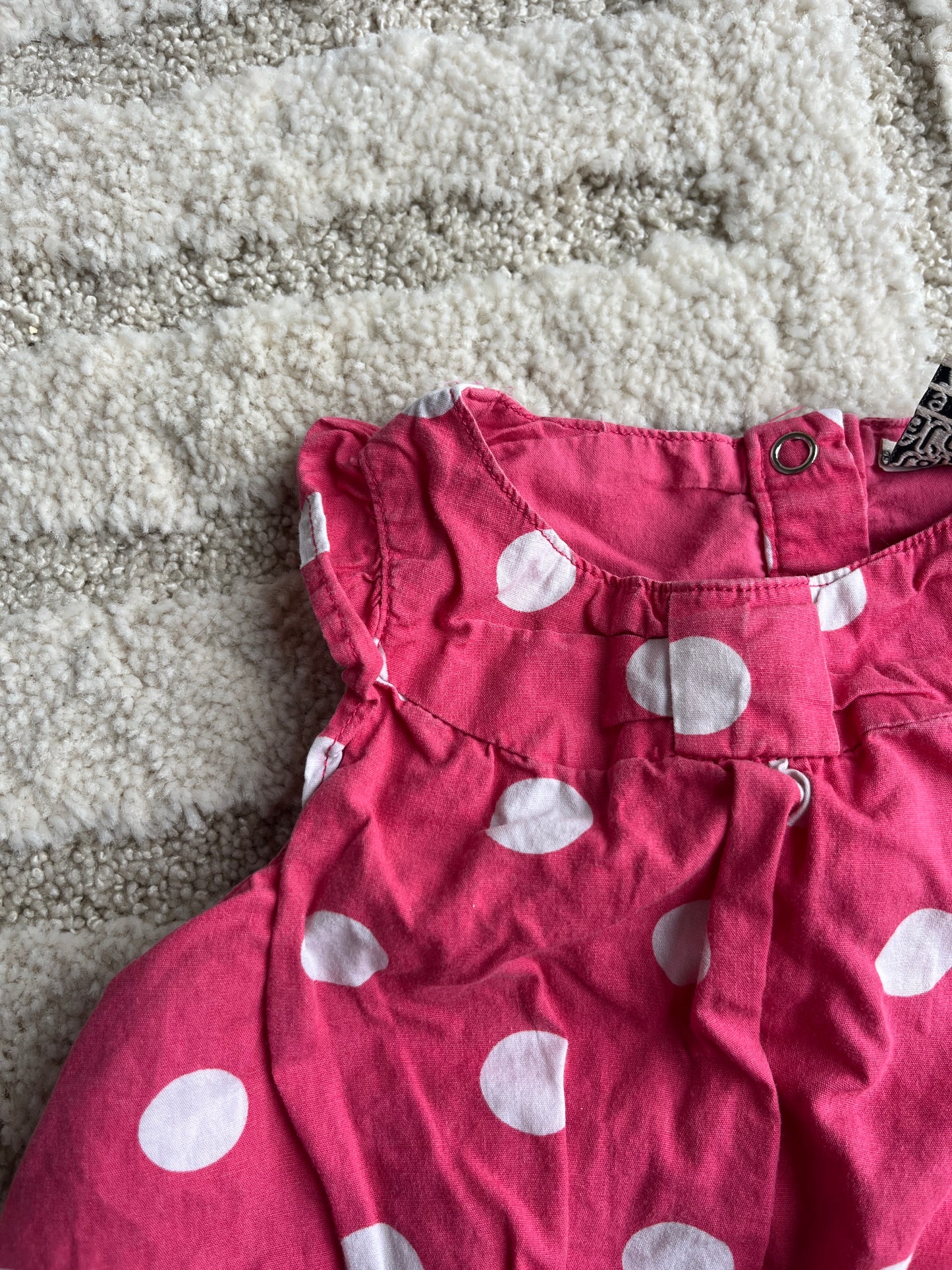 Robe ballon sans manches rose à pois blancs - 9 mois