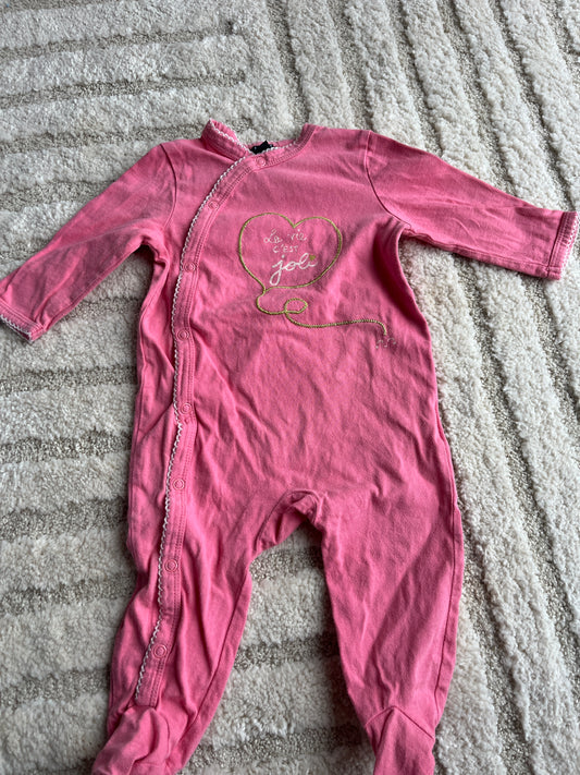 Pyjama léger rose « la vie c’est joli » - 9 mois