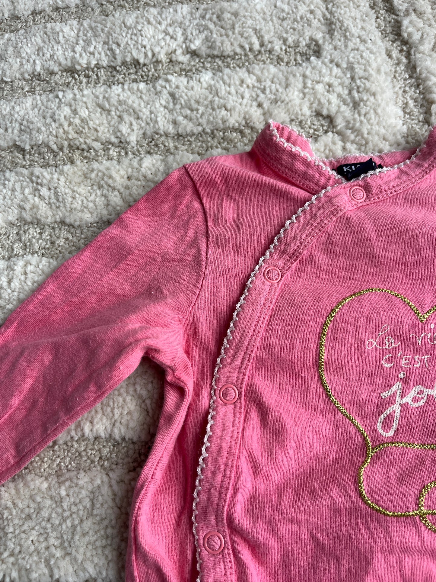 Pyjama léger rose « la vie c’est joli » - 9 mois