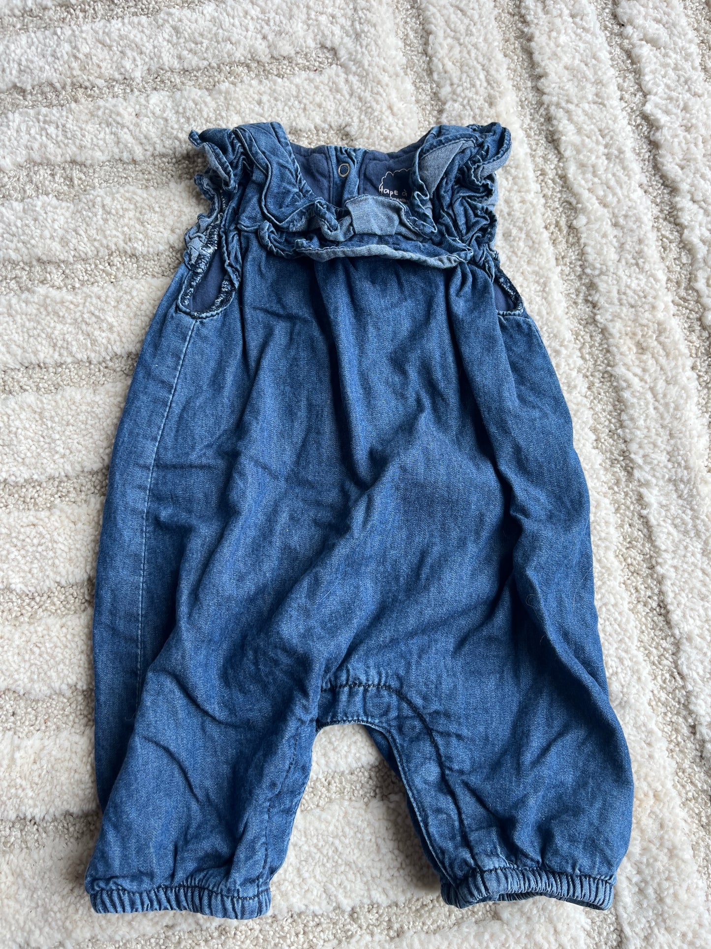 Salopette sans manches effet jean avec volants TAO - 9 mois