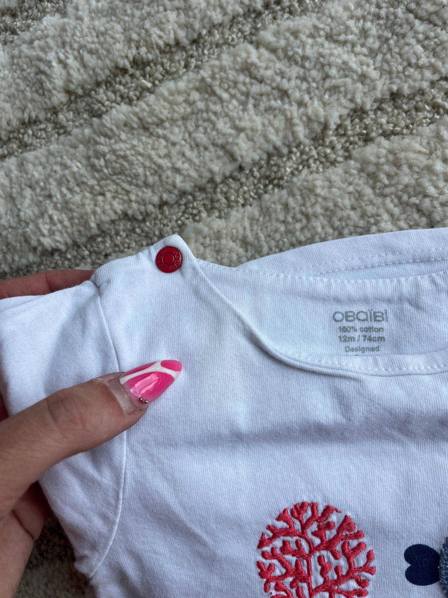 T-shirt à manches longues blanc motifs océan « love ocean » - 12 mois