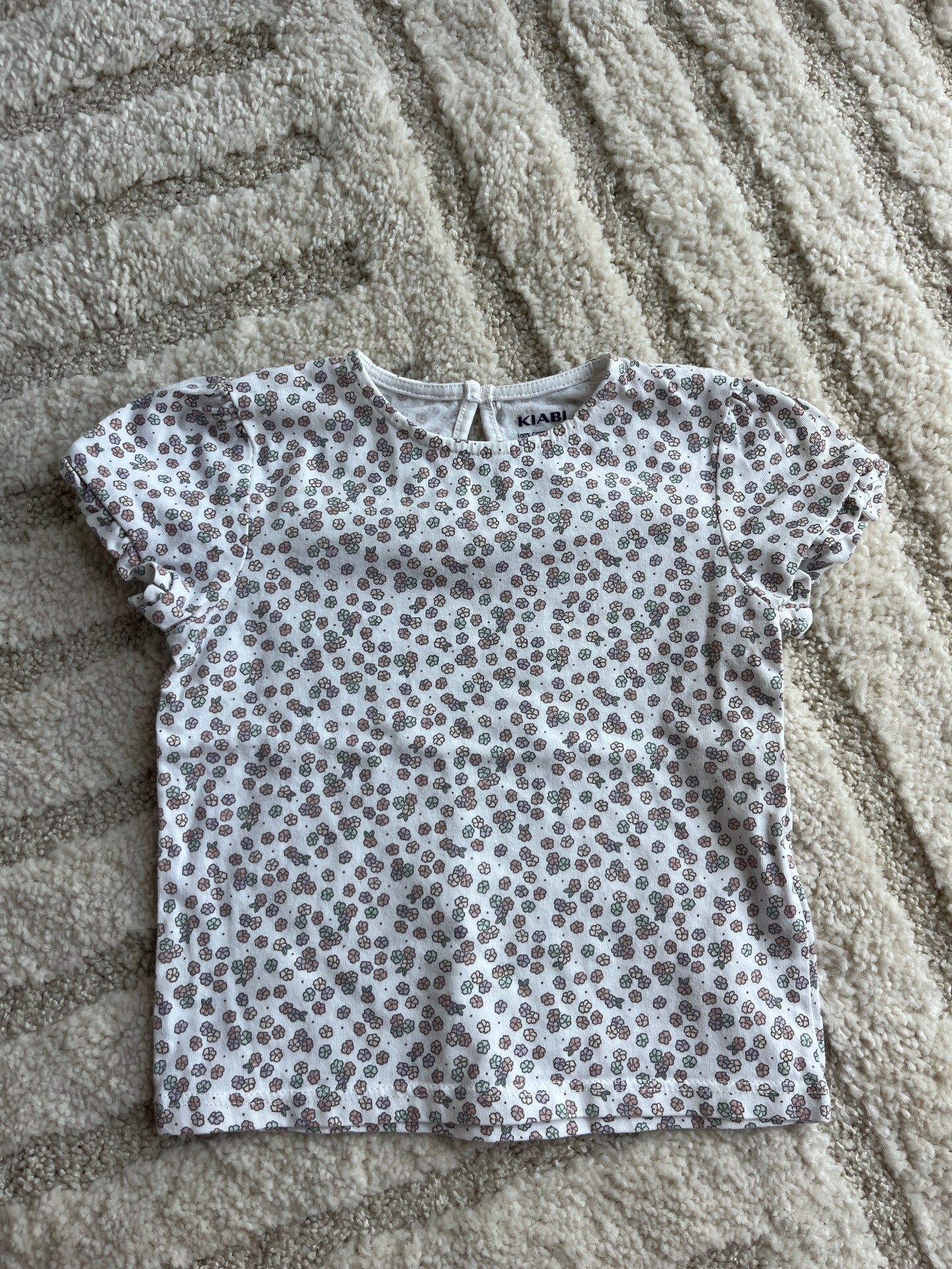 T-shirt à manches courtes motifs fleurs beiges - 12 mois