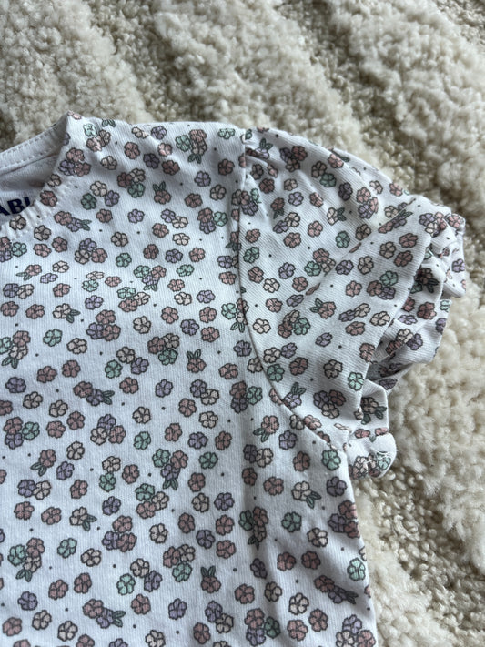 T-shirt à manches courtes motifs fleurs beiges - 12 mois