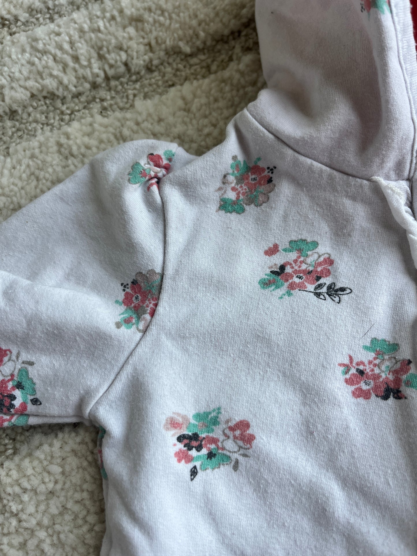 Gilet à manches longues, capuche et à zip blanc motifs fleurs rose Baby Club - 74 cm