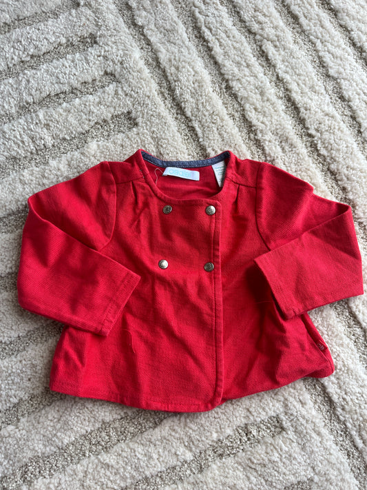 Veste légère à manches longues rouge double boutons Obaïbi - 12 mois