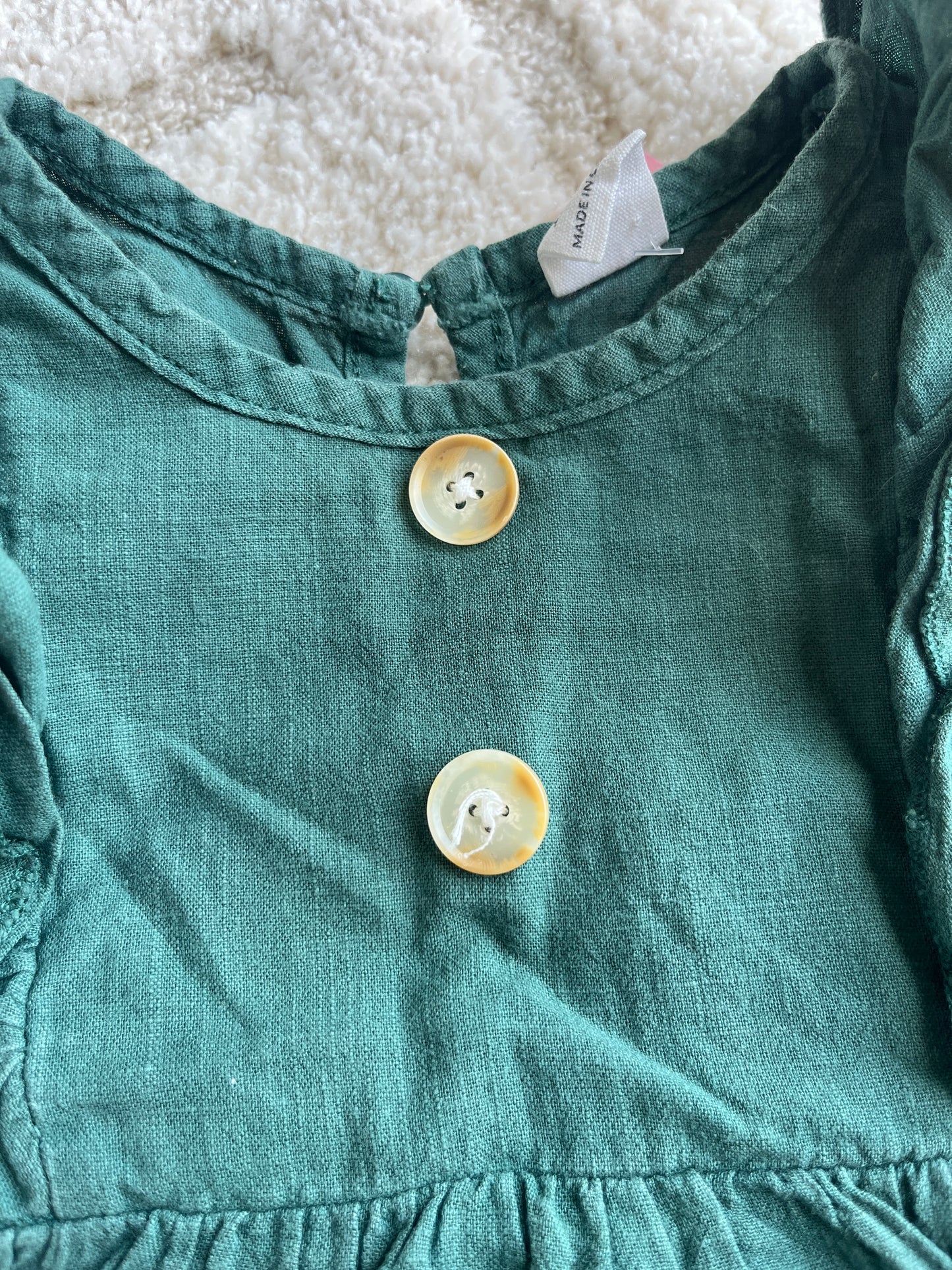 Robe sans manches vert effet lin - 12/18 mois