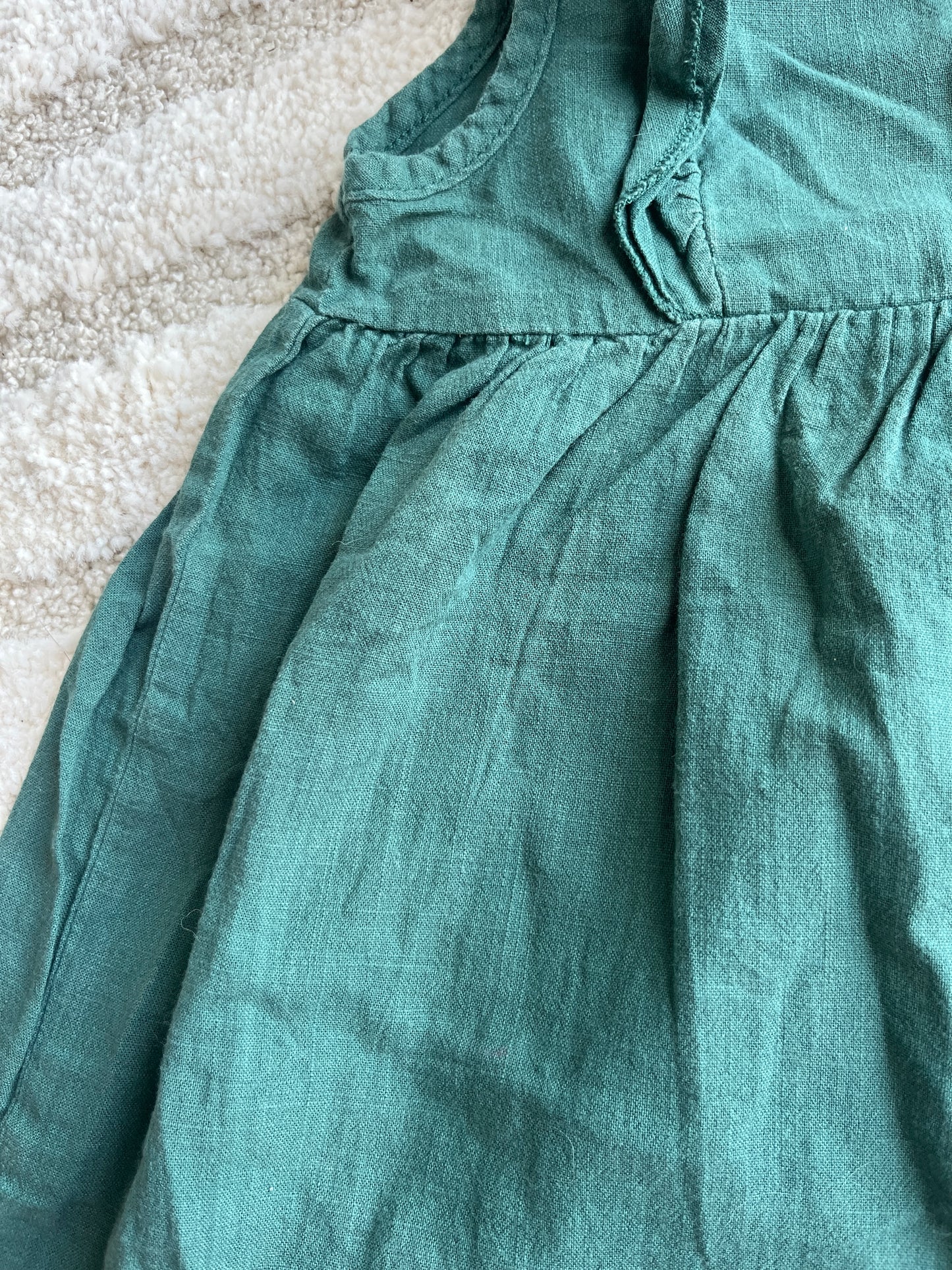 Robe sans manches vert effet lin - 12/18 mois