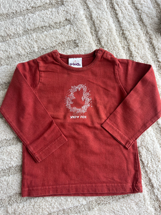 T-shirt à manches longues terracotta « snow fox » - 12 mois