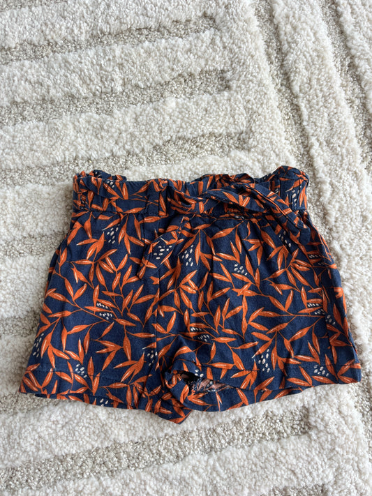 Short avec ceinture bleu marine motifs feuilles Gemo - 12 mois