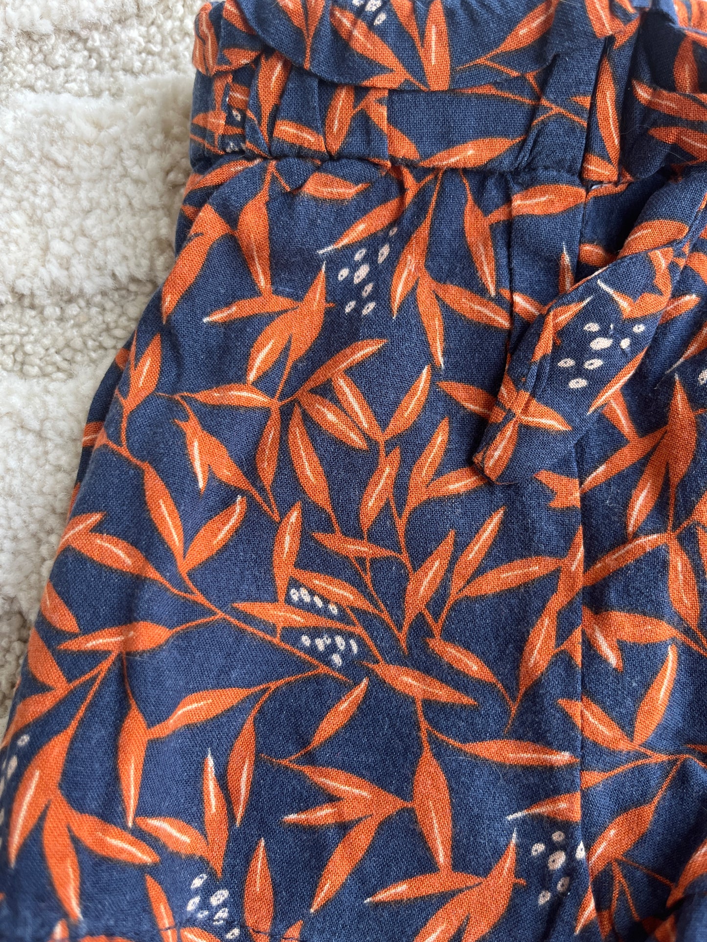 Short avec ceinture bleu marine motifs feuilles Gemo - 12 mois