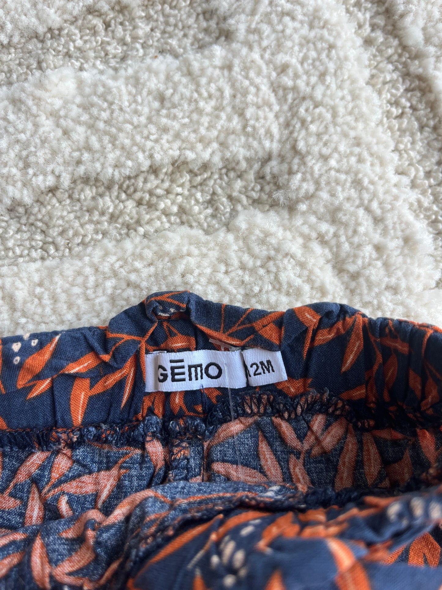 Short avec ceinture bleu marine motifs feuilles Gemo - 12 mois