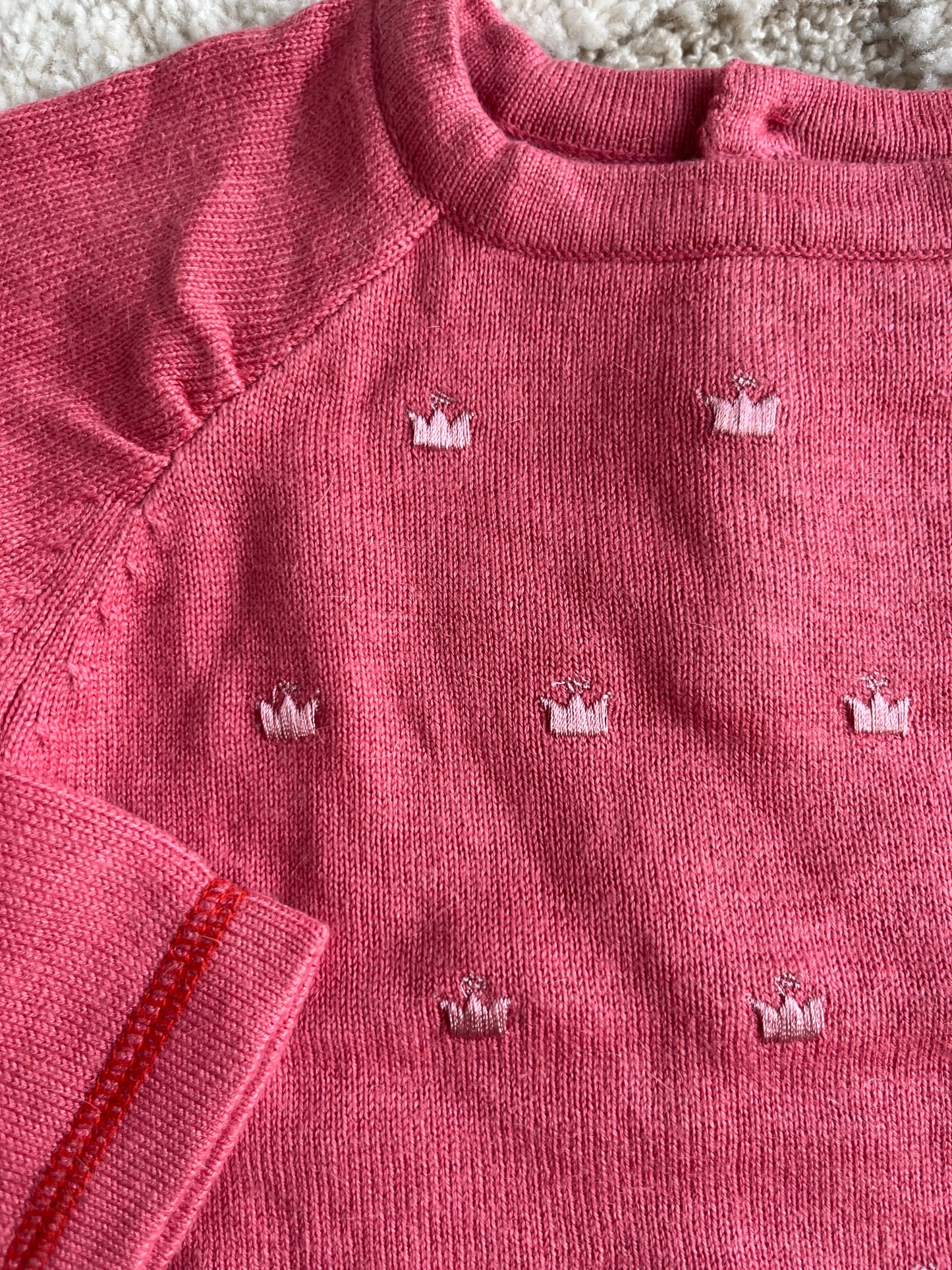 Pull en laine et angora rose Creeks - 12 mois