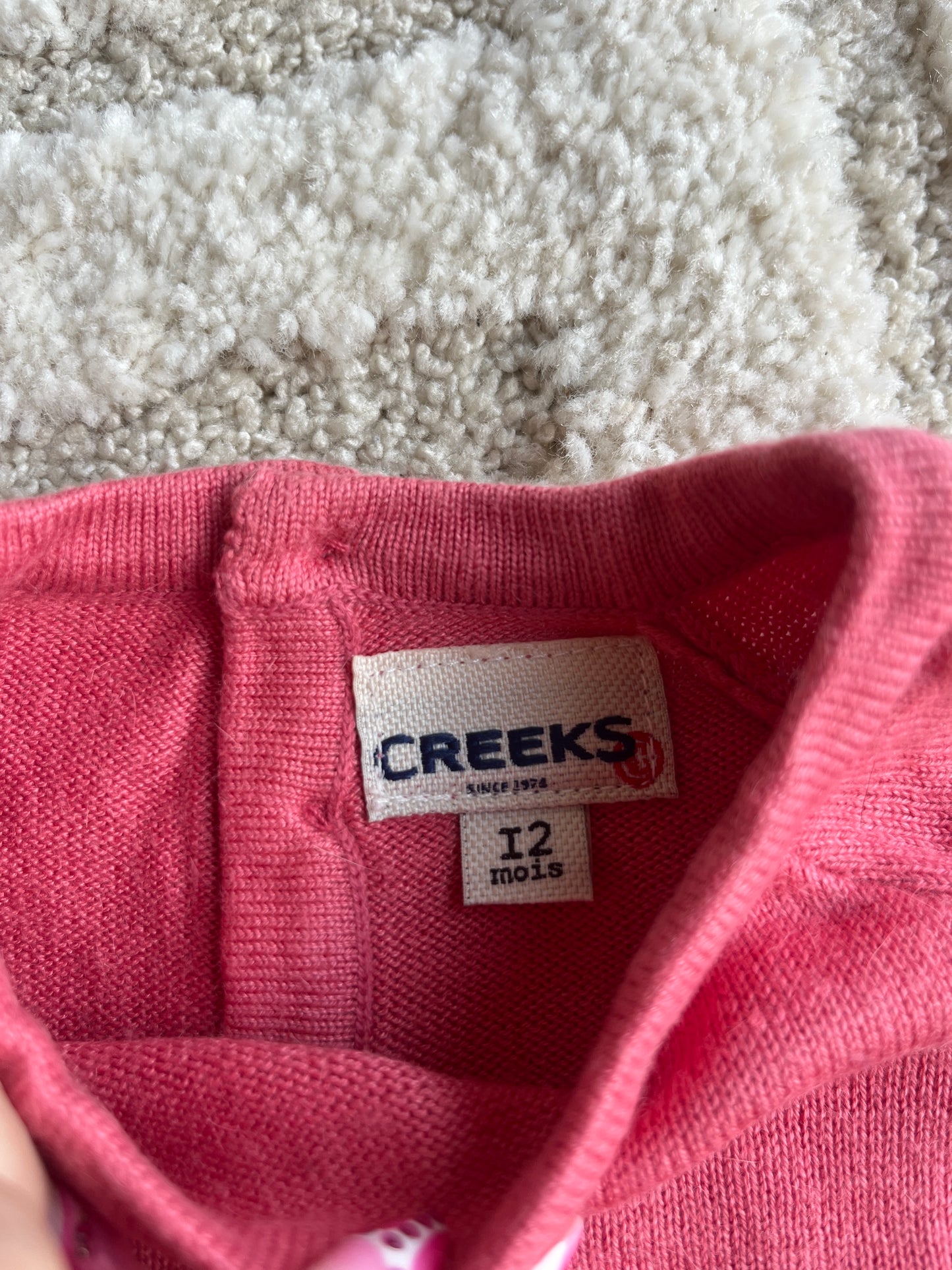 Pull en laine et angora rose Creeks - 12 mois