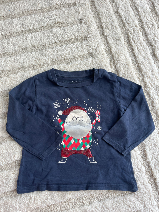 T-shirt à manches longues bleu marine père Noël Gemo - 18 mois
