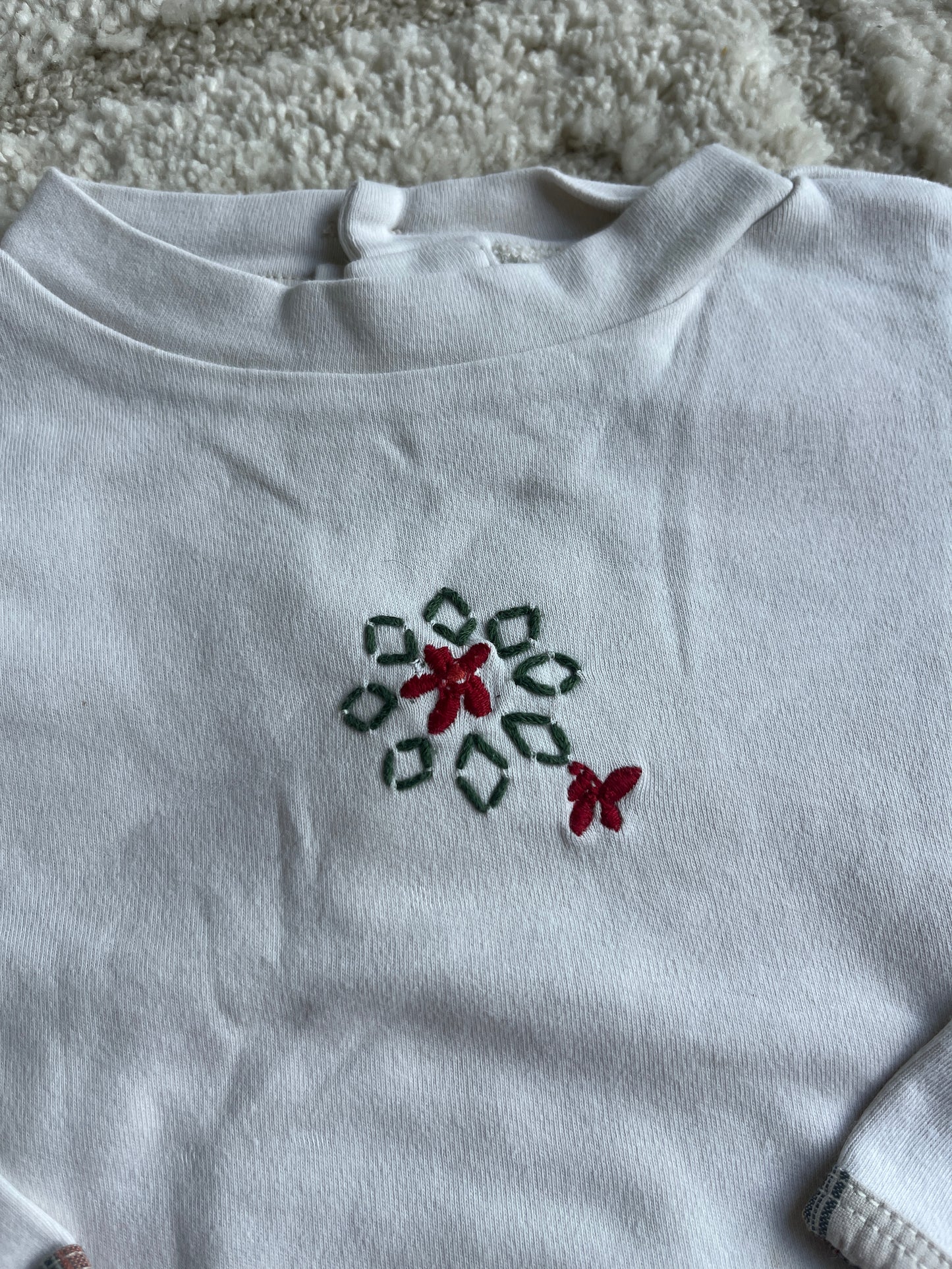 T-shirt à manches longues crème avec fleur et papillon brodé Sergent Major - 18 mois