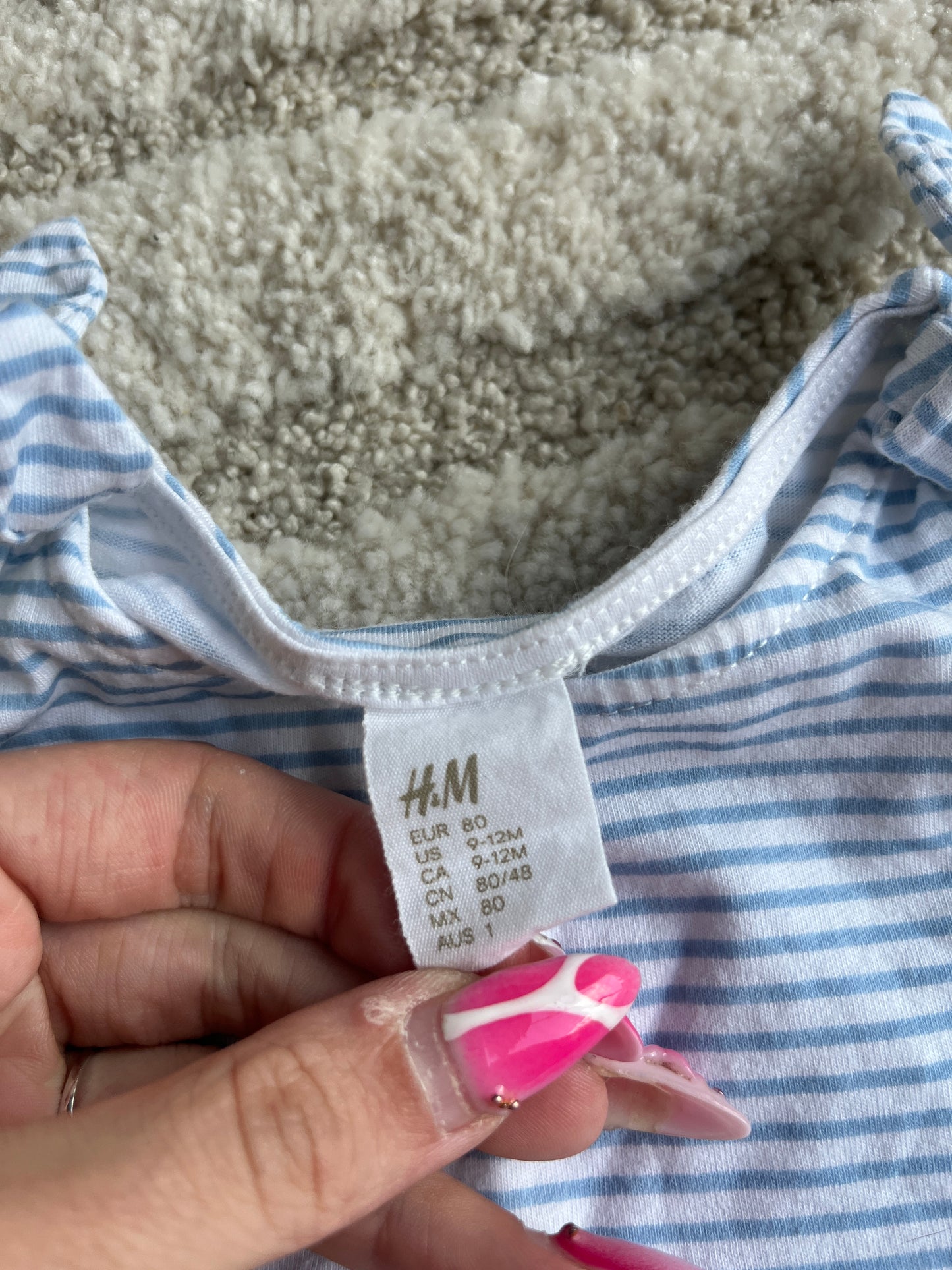 Robe sans manches rayée détails fleurs H&M - 80 cm