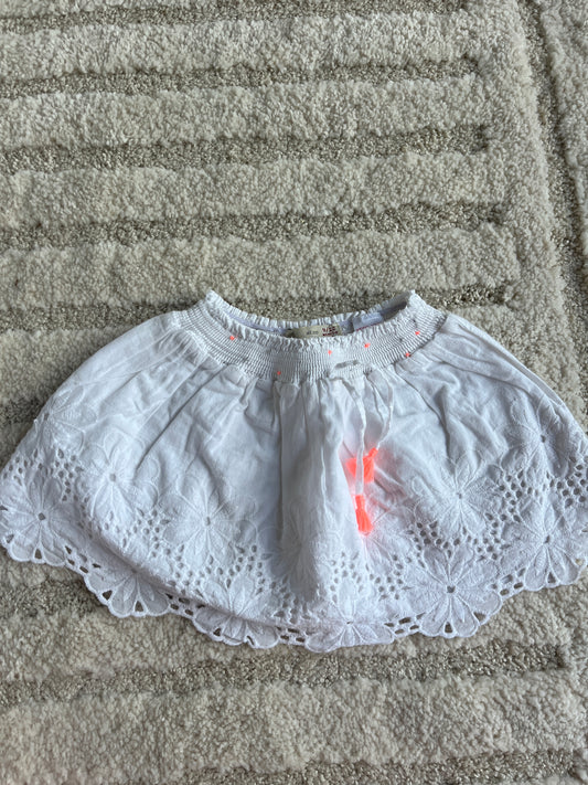 Jupe blanche avec dentelle fleurs et pompons Zara - 9/12 mois (80cm)